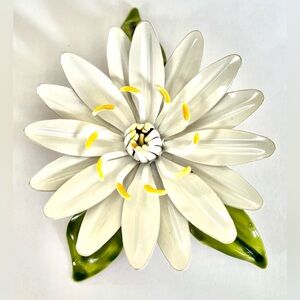 Vintage 50s Enamel on Metal Floral Design Flower Brooch Pin MCM Mid Century